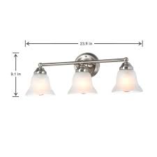 Hampton Bay Ashhurst 3 Light Brushed Nickel Vanity Light With Frosted Glass Shades Egm1393a 4 Bn The Home Depot