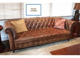 ralph lauren brown leather tufted sofa