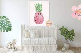 pink watermelon pineapple wall art