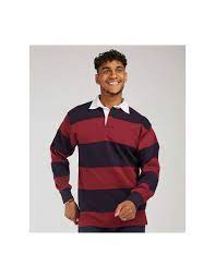 sewn stripe long sleeve rugby shirt
