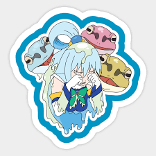Also the anime where everyone is useless goddess. Slimey Aqua Konosuba Goddess Of Water Konosuba Anime Sticker Teepublic