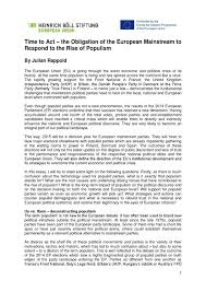 time to act the obligation of the european mainstream to respond time to act the obligation of the european mainstream to respond to the rise of populism by heinrich boumlll stiftung european union issuu