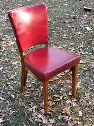 antique red leather office dining chair