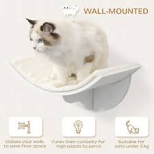 Pawhut Wood Cat Shelf Perch Bed Curved