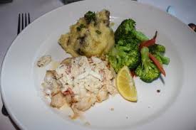 Grilled Fish Topped With Crab And Ver Blanc Sauce Gluten