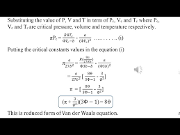 Reduced Form Of Van Der Waals Equation