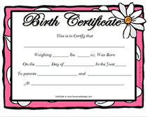Free Printable Blank Baby Birth Certificates Templates