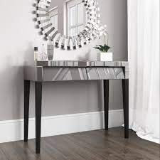 elegant silver mirrored console table
