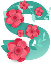 color letter s with beautiful flowers