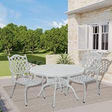 White Cast Aluminum Patio Dining Chairs