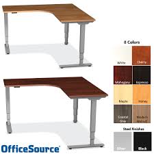 Though it won't offer the greatest view, a corner mounted standing desk is easy to install and takes up little space. Office Source Deluxe Electric Sit To Stand Computer Corner Desk 6 Sizes