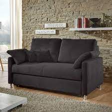schwarzes 2er sofa mit schlaffunktion