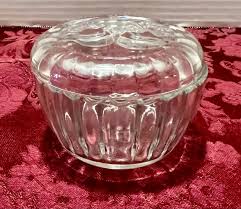 Vintage Small Clear Glass Dish With Lid