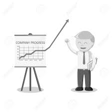 Black And White Businessman Happy With Progress Charts Company