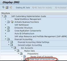 how to create chart of accounts in sap