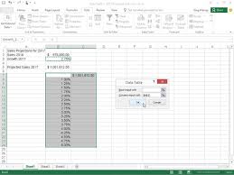 one variable data table in excel 2016