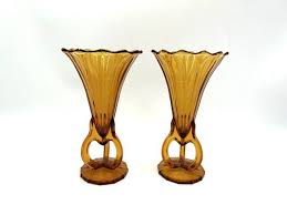 Amber Glass Art Deco Vases Czech