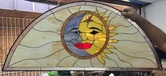 Mystical Kissing Sun Moon Stained Glass