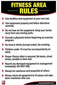 Fitness Area Rules Health Club Gym Wall Chart Poster On