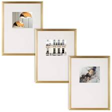 Instapoints 3 Piece Gallery Wall Picture Frame Set 18 Inch X 24 Inch Matted To 8 Inch X 10 Inch With Offset Mat Hanging Template