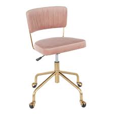Artechworks velvet modern tub barrel arm chair upholstered tufted with gold metal legs accent club chair with ottoman footrest for living reading room bedroom, green 4.6 out of 5 stars 199 $299.99 $ 299. Tania Contemporary Task Chair In Gold Metal And Pink Velvet By Lumisou Housetie