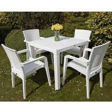 White Rattan Garden Furniture Set 4 Of