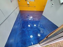 brilliant blue metallic epoxy floor