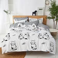 black print cat design cartoon bedding