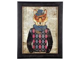 Hipster Fox Framed Wall Art