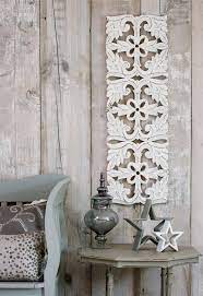 Long White Carved Panel Wooden