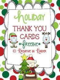 Holiday Thank You Cards Freebie Preschool Christmas