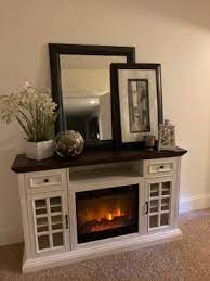 Brown Electric Fireplace Console