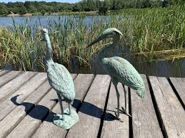 Bronze Garden Sculpture Blue Heron