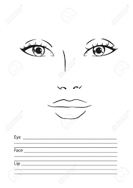 Face Chart Makeup Artist Blank Template Vector Illustration