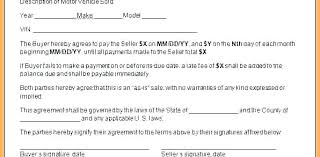 Vehicle Payment Contract Template Car Plan Agreement Monthly