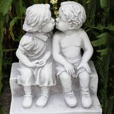 Garden Statues Boy And Girl Kissing On