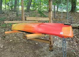 wood kayak rack for outdoor storage