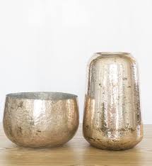 Copper Mercury Glass Bowl And Vase