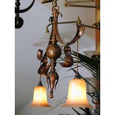 Art Nouveau Copper Pendant Fitted With