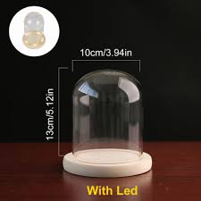 Led Glass Cloche Dome Bell Jar Wooden