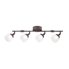 Hampton Bay 4 Light Bronze Dimmable Fixed Track Lighting Kit With Straight Bar Frosted Glass 17207s4 Bz The Home Depot