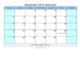 Printable December 2015 Calendar Template