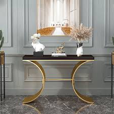Black Modern Narrow Console Table With