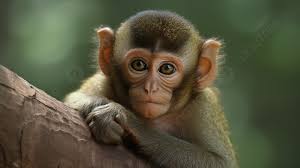 baby monkey is looking at the camera