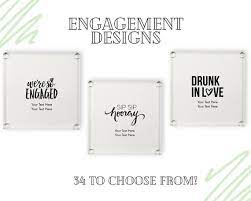 Custom Engagement Party Glass Coasters