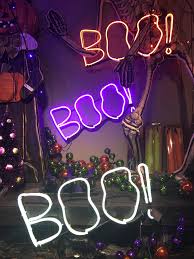 Boo Led Neon Look Sign Halloween Light Up Prop Theholidaybarn Com