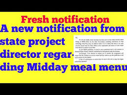 New Notification Of Midday Meal Regarding Menu Chart From