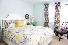 gray and yellow bedding contemporary