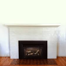 white brick fireplace mantel wood