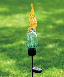 Viz Art Glass Aqua Flame Solar Garden